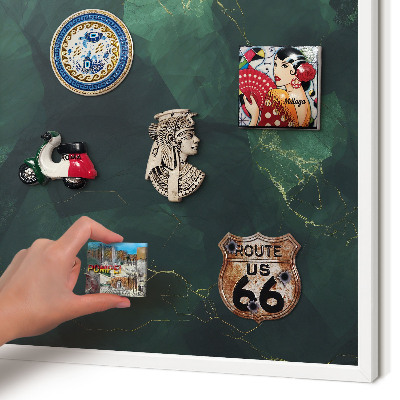 Decorative magnet board with a white frame Green depth