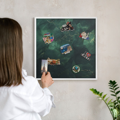 Decorative magnet board with a white frame Green depth