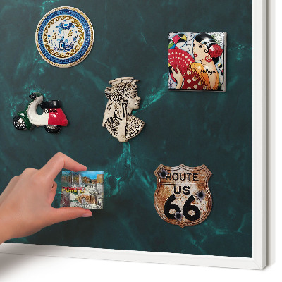Decorative magnet board with a white frame Green depth