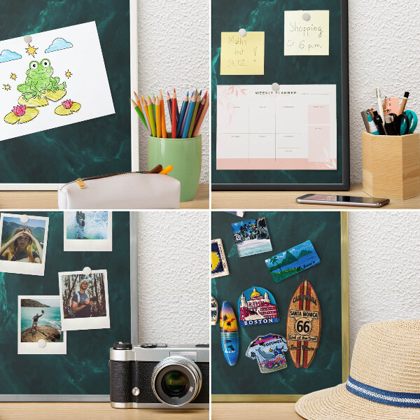 Decorative magnet board with a white frame Green depth