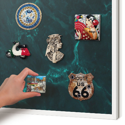 Decorative magnet board with a white frame Green depth