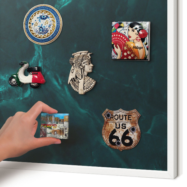 Decorative magnet board with a white frame Green depth