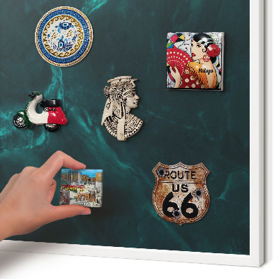 Decorative magnet board with a white frame Green depth