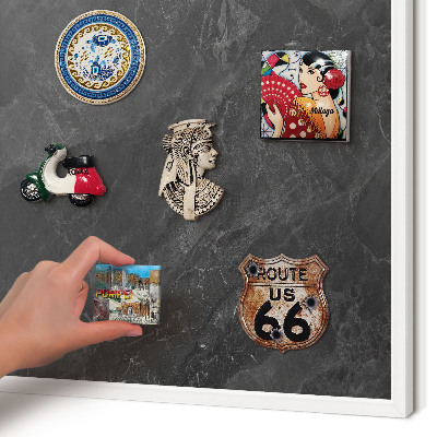 Magnetic board for travel magnets in a white frame Gray elegance