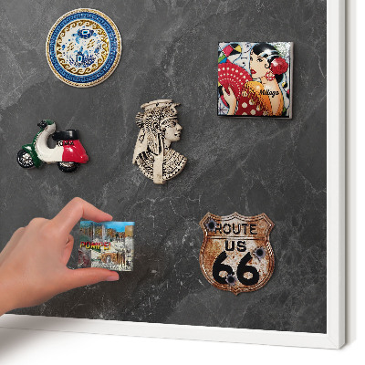 Magnetic board for travel magnets in a white frame Gray elegance