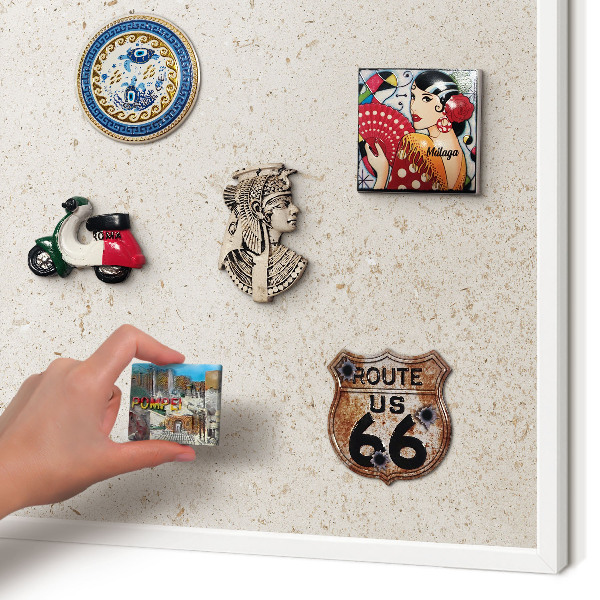 Decorative magnet board with a white frame Delicate background