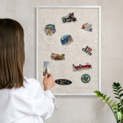 Decorative magnet board with a white frame Delicate background