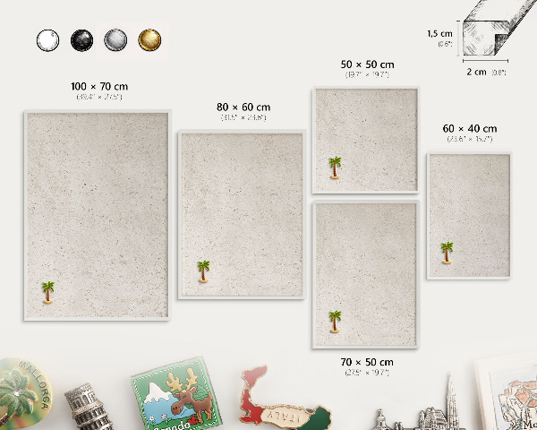 Decorative magnet board with a white frame Delicate background