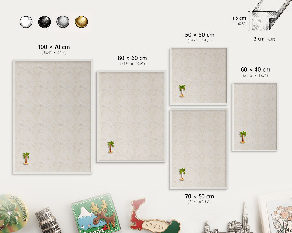 Decorative magnet board with a white frame Marble elegance