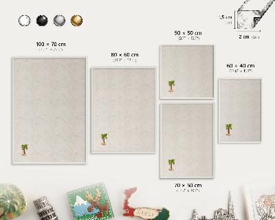 Decorative magnet board with a white frame Marble elegance
