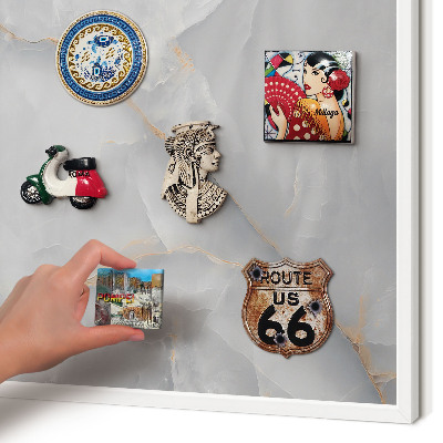 Decorative magnet board with a white frame Gray veins