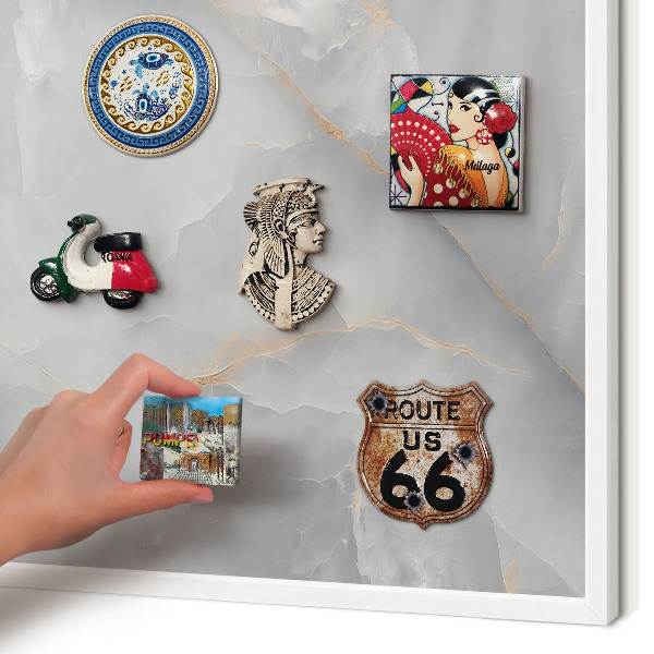 Decorative magnet board with a white frame Gray veins