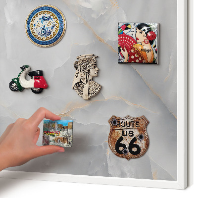 Decorative magnet board with a white frame Gray veins