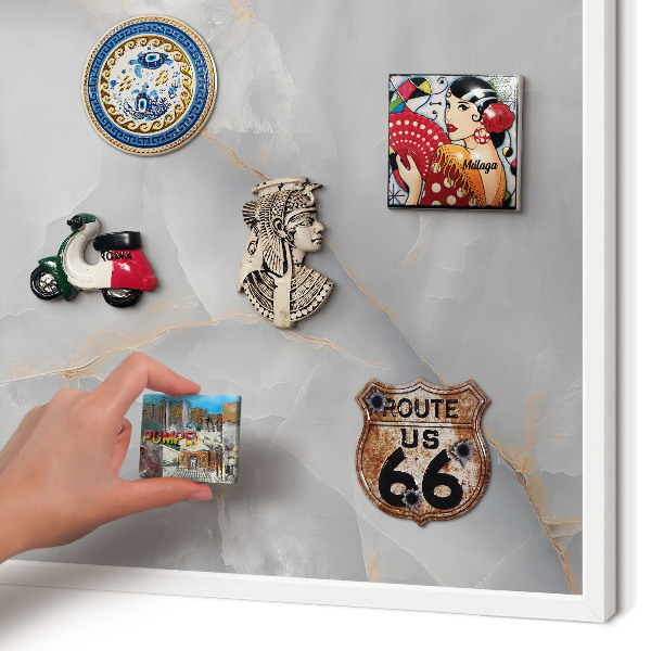 Decorative magnet board with a white frame Gray veins