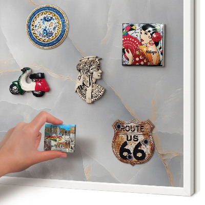 Decorative magnet board with a white frame Gray veins