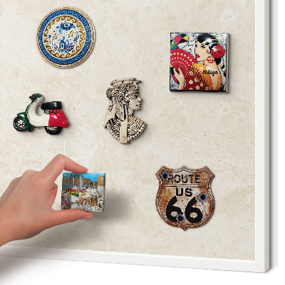 Magnetic board for travel magnets in a white frame Creamy elegance