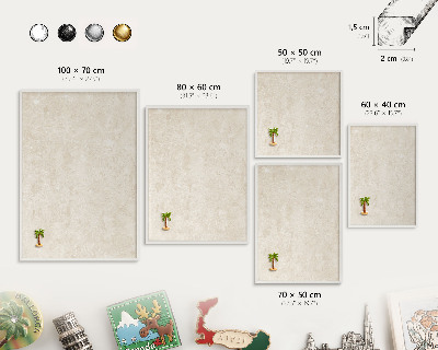 Magnetic board for travel magnets in a white frame Creamy elegance