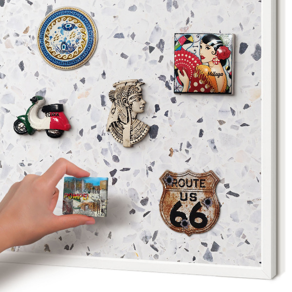 Decorative magnet board with a white frame Terrazzo style