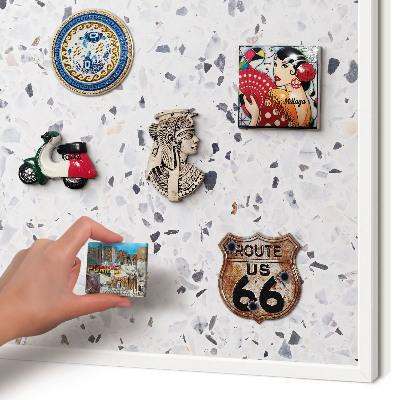 Decorative magnet board with a white frame Terrazzo style