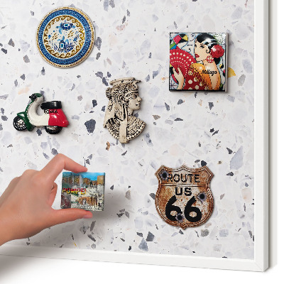Decorative magnet board with a white frame Terrazzo style