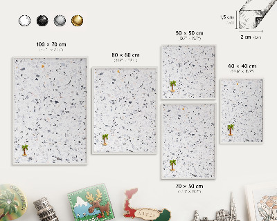 Decorative magnet board with a white frame Terrazzo style