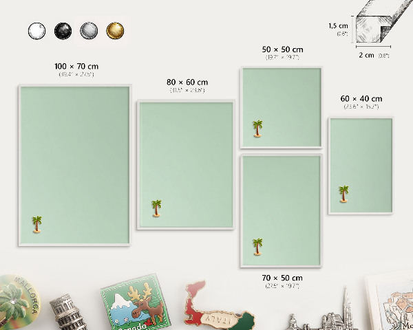 Decorative magnet board with a white frame Mint green