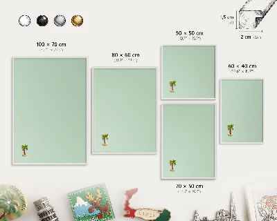 Decorative magnet board with a white frame Mint green