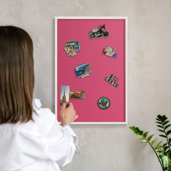 Decorative magnet board with a white frame Energy pink