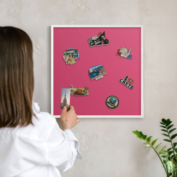 Decorative magnet board with a white frame Energy pink