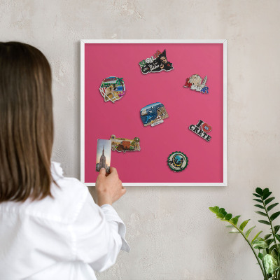 Decorative magnet board with a white frame Energy pink
