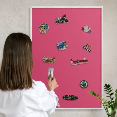 Decorative magnet board with a white frame Energy pink