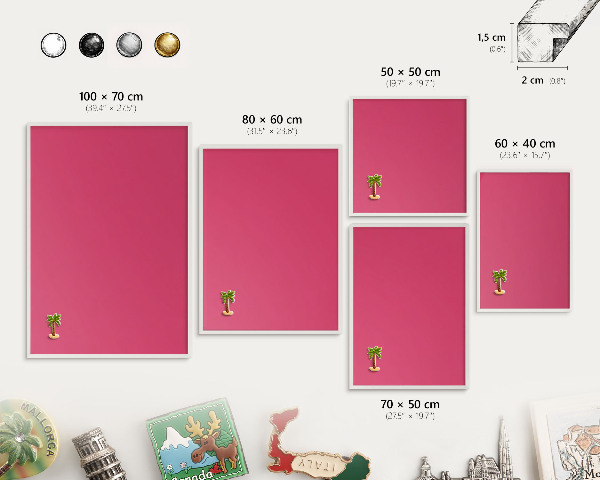 Decorative magnet board with a white frame Energy pink