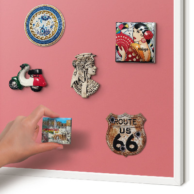 Magnetic board for travel magnets in a white frame Salmon color