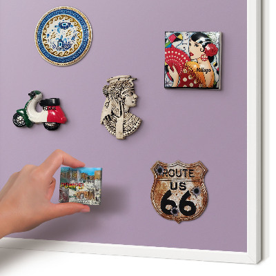 Magnetic board for travel magnets in a white frame Lilac purple