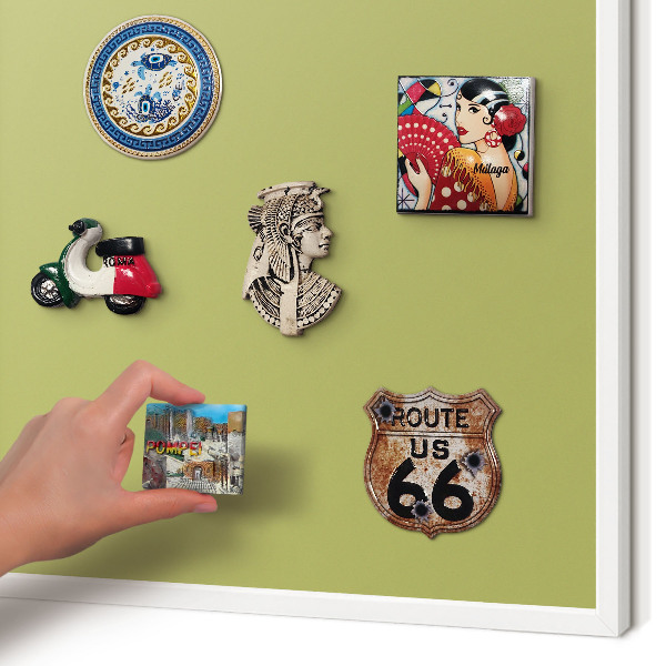 Decorative magnet board with a white frame Green vintage