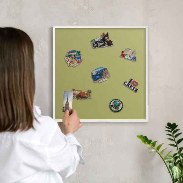 Decorative magnet board with a white frame Green vintage