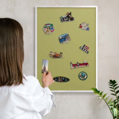 Decorative magnet board with a white frame Green vintage