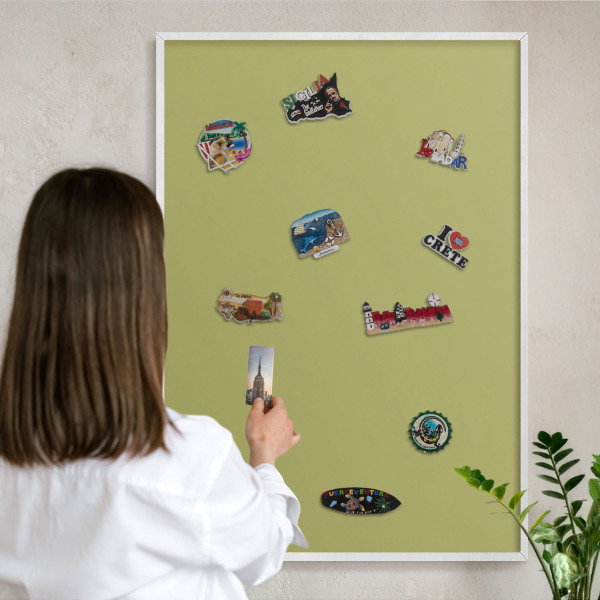 Decorative magnet board with a white frame Green vintage