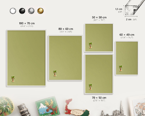Decorative magnet board with a white frame Green vintage
