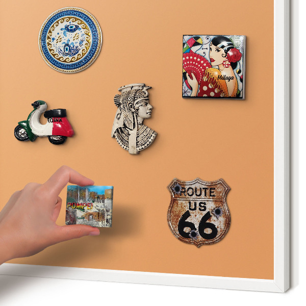 Decorative magnet board with a white frame Pastel orange