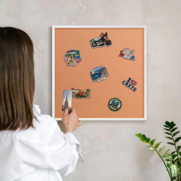 Decorative magnet board with a white frame Pastel orange