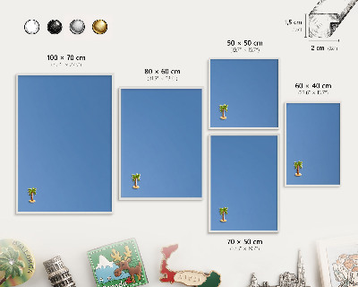 Magnetic board for travel magnets in a white frame Blue color