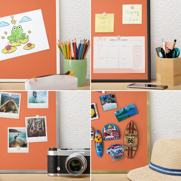 Decorative magnet board with a white frame Strong orange