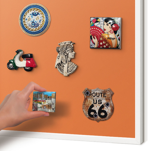 Decorative magnet board with a white frame Strong orange
