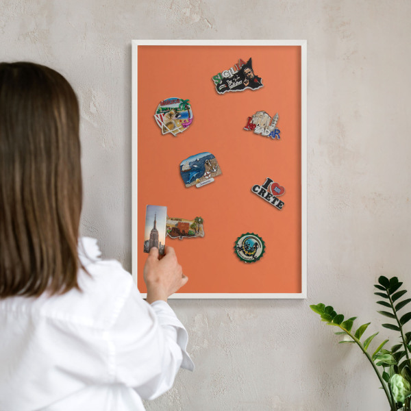 Decorative magnet board with a white frame Strong orange