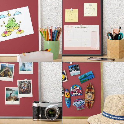 Magnetic board for travel magnets in a white frame Burgundy color