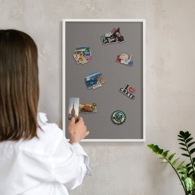 Decorative magnet board with a white frame Dark gray