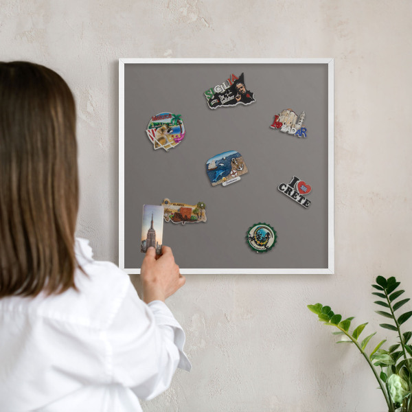 Decorative magnet board with a white frame Dark gray