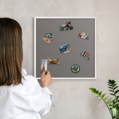 Decorative magnet board with a white frame Dark gray