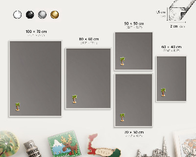 Decorative magnet board with a white frame Dark gray